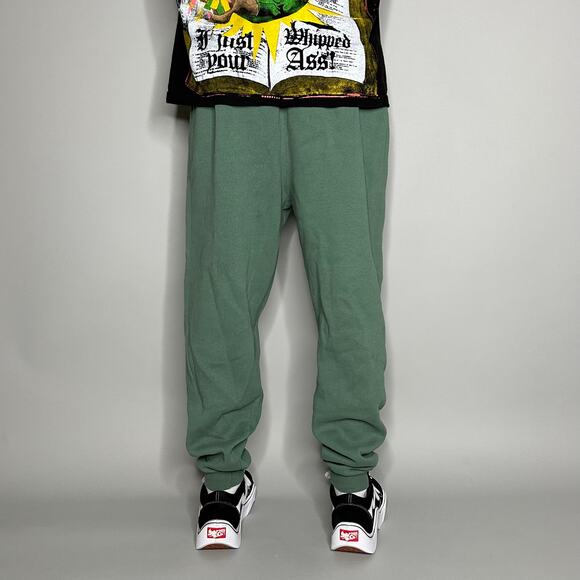 Vintage Lee Heavyweight Sweatpants Sage Green Cotton Joggers Baggy Made USA 90s - Picture 3 of 4